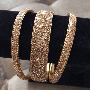 🌟 Amrita Singh bangle bangle 3-Stack Set of gold crystal fashion bangles